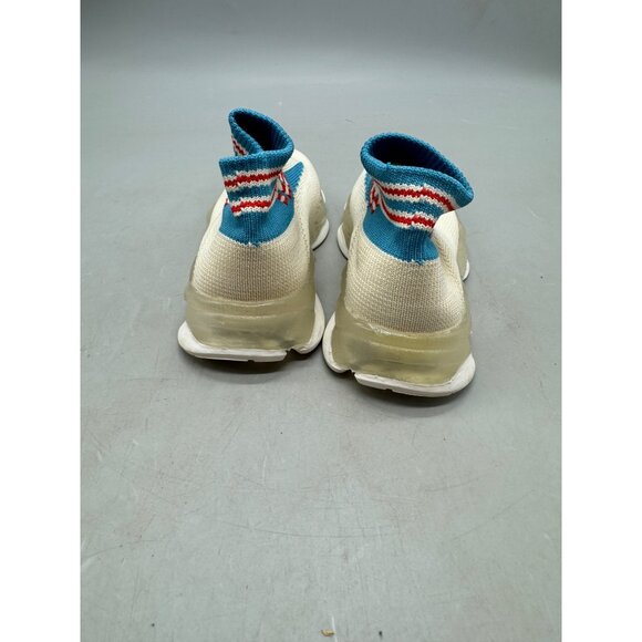 Cream & Blue Sock Sneakers With Red Stripe Details kids size 29 6 years READ - Picture 6 of 8